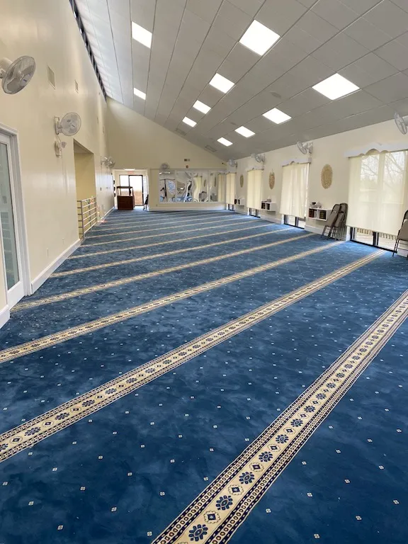 Silky Blue Border Masjid Carpet