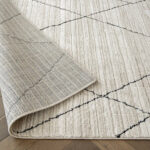 Charcoal Narrow Lines Geometric Ivory Carpet