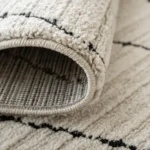 Charcoal Narrow Lines Geometric Ivory Carpet