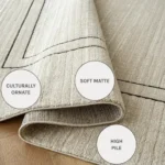 Contrast Black Border Beige Carpet