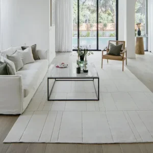 Elliot Bianca Geometric Textured White Carpet