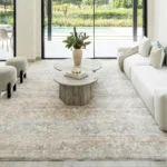 Faded Beige Distressed Carpet