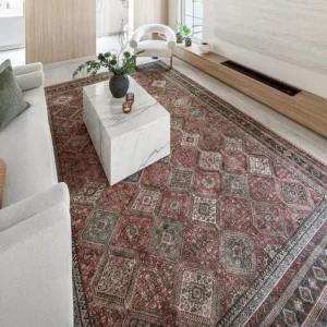 Ornate Border Diamond Pattern Carpet