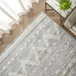 Raised Diamond and Dot Patterned Grey Carpet