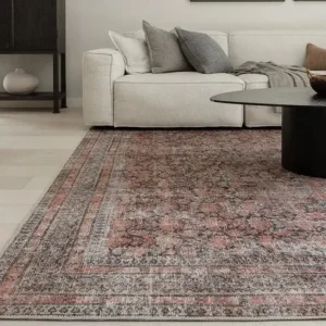 Traditional Faded Flower Pattern Carpet