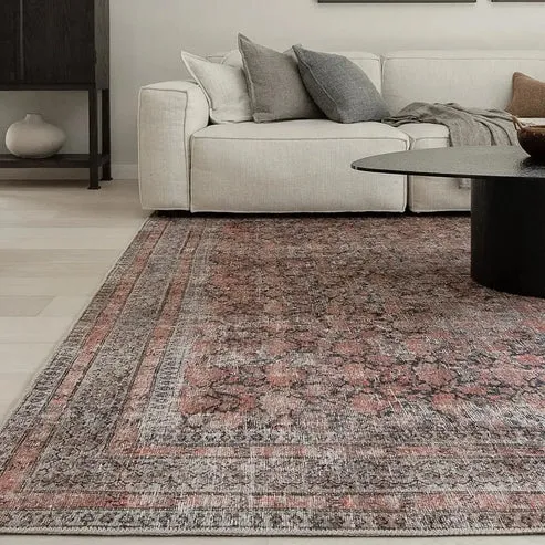 Traditional Faded Flower Pattern Carpet