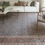 Traditional Pattern Slate Blue and Terracotta Carpet