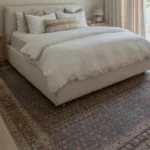 Traditional Pattern Slate Blue and Terracotta Carpet