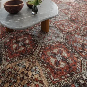 Vintage Rust Ceramic Patterned Carpet