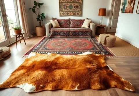 Unique Cowhide Rug Layering Ideas