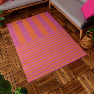 Deck Stripe Printed Indoor Outdoor Rug Orange Pink