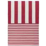 Deck Stripe Printed Indoor Outdoor Rug White Reds