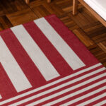 Deck Stripe Printed Outdoor Rug White Red