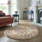 Hani Floral Wool Round Rug 133cm