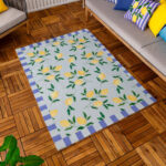 Lemons Printed Indoor Outdoor Rug Blue