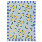 Lemons Printed Indoor Outdoor Rugs Blue