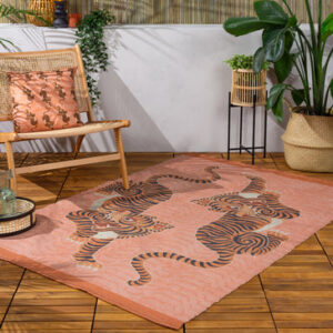 Tibetan Tiger Outdoor Washable Rug – Coral