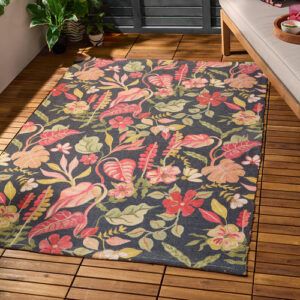 Tropical Bloom Rug – Black