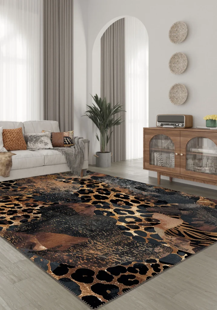 Caius Brown Animal Print Carpet