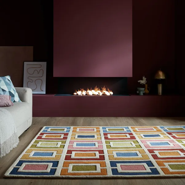 Retro Blocks Carved Wool Carpet
