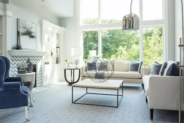 Wall to wall carpet flooring installed across a spacious family room with seamless edges and durable surface finish