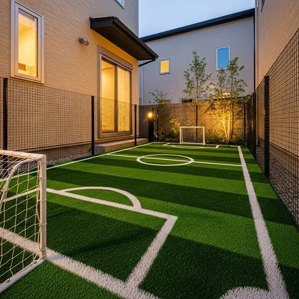 Football Turf installation showing artificial grass rolls arranged across a prepared ground base