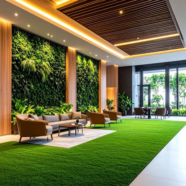 Wall Artificial Grass close-up highlighting dense green fibers and natural appearance