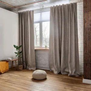 Custom Soundproof Linen Curtains with Back Tabs