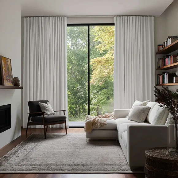Off-White Heavyweight Linen Soundproof Curtains