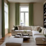 Olive Green Linen Soundproof Curtains