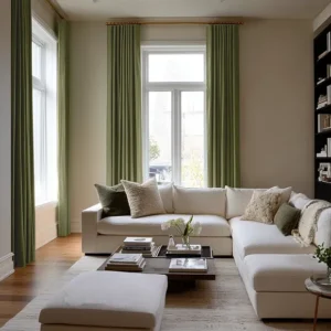 Olive Green Linen Soundproof Curtains