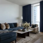 Royal Blue Heavyweight Linen Soundproof Curtains 1