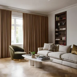 Tawny Brown Linen Soundproof Curtains